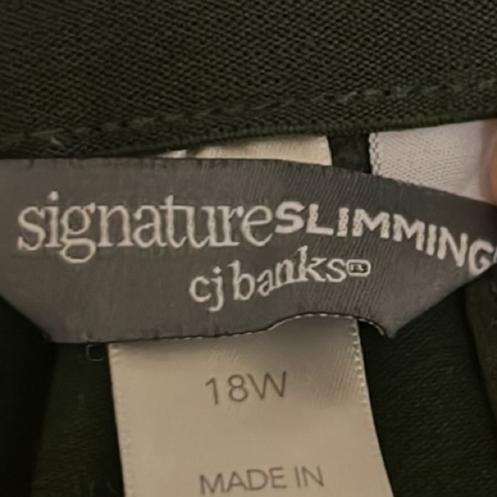 SignaturesSlimming CJ Banks,4-Pocket, Straight Leg,Casual Pants, money Green,18W - Picture 7 of 9